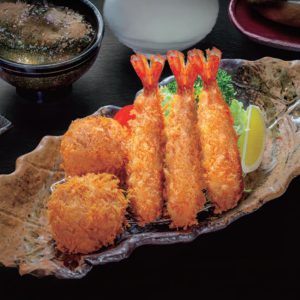 吉列深海大蝦伴北海道帶子定食 Deep-Fried Premium King Prawns and Hokkaido Scallops Set