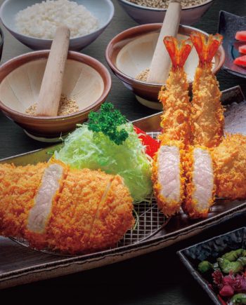 上級吉列豬扒、豬柳、深海大蝦定食 (二人前) Deep-Fried Premium Pork Loin and Fillet with Premium King Prawns Set for 2 persons