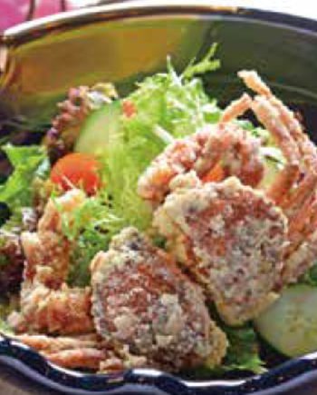 脆炸軟殼蟹沙律 配柚子豉油汁 Deep-fried Soft-shell Crab Salad with Yuzu Soy Sauce